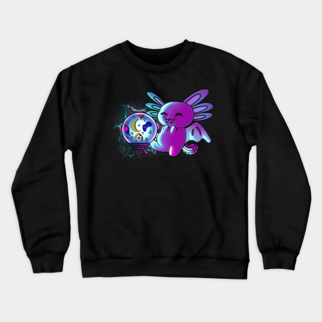 Vampire Axolotl Bat Crystal Ball Halloween Trick Or Treat Graphic Illustration Novelty Crewneck Sweatshirt by MaystarUniverse